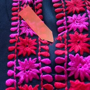 Embroidered Floral Blouse - Red and Pink